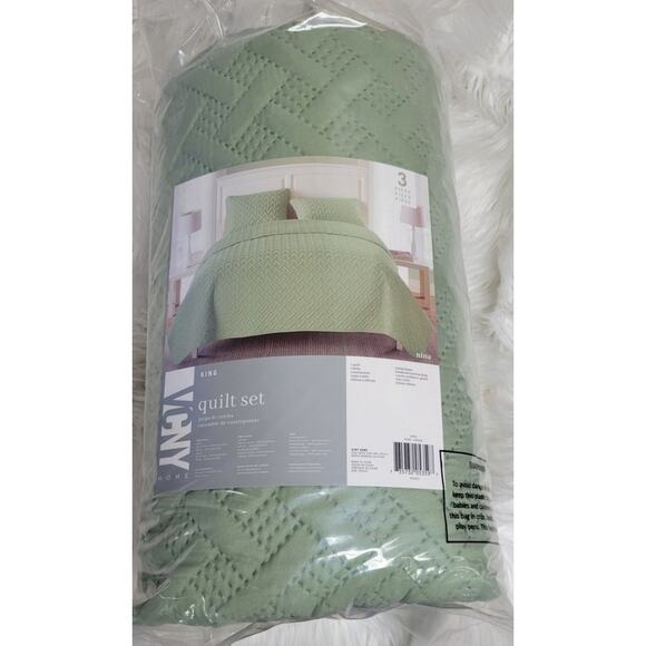 VCNY Home Nina Embossed 3-Pc.Quilt Set, King Color:Green - Picture 5 of 7